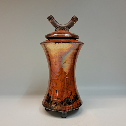 BS-029 Raku Vessel Hourglass Shape $160 at Hunter Wolff Gallery